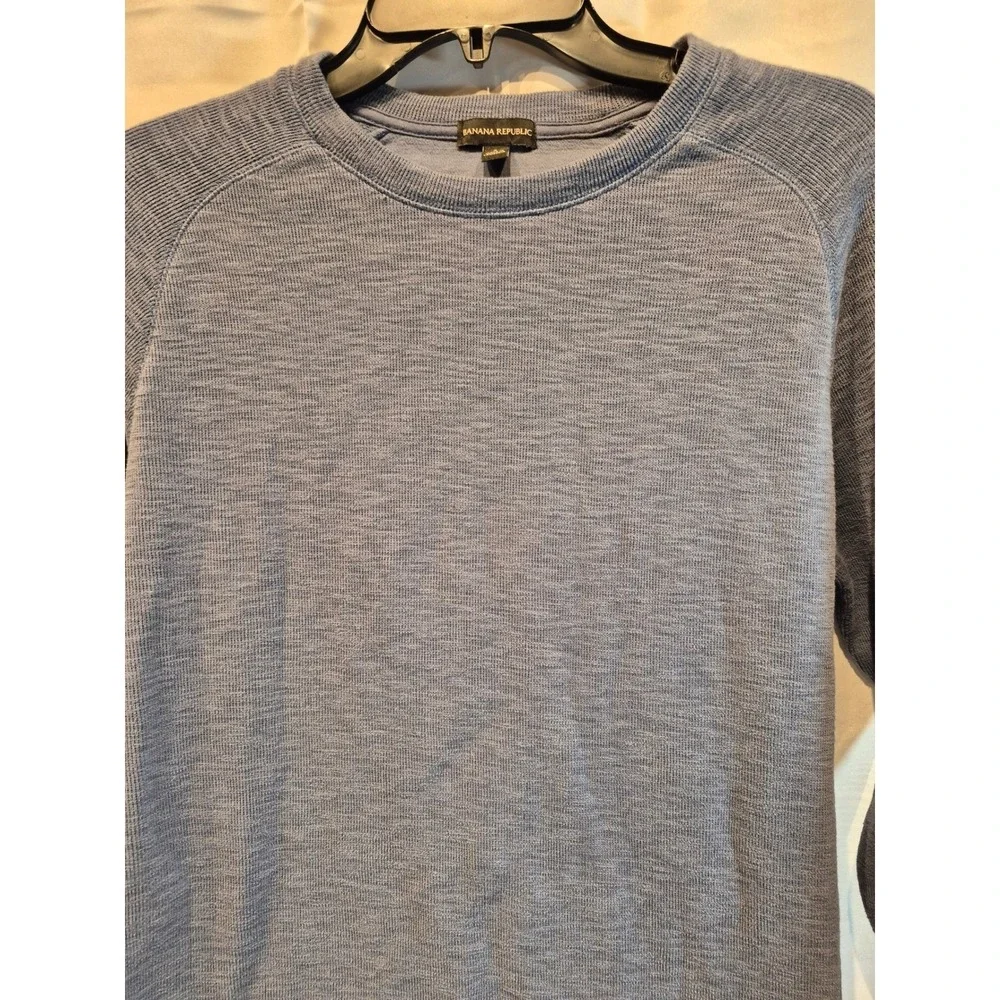 Banana Republic‎ Mens Blue Heathered Raglan Crewneck Sweater Small